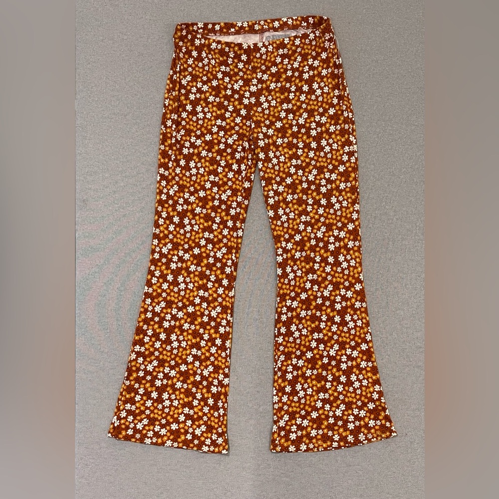 Wonder Nation Floral Flare Pants XL Plus Boho Y2K Stretch Bell Bottom High Rise